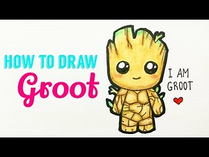 HOW TO DRAW GROOT | Easy & Cute Groot Drawing Tutorial For Beginner / Kids