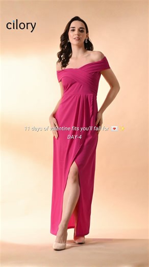 Cilory.com on Instagram: "11 Days of Valentine Fits You’ll Fall For 💌 Day 4: Off Shoulder Scuba Wrap Maxi Dress 💃✨ Off-shoulder romance, scuba fabric hug, dramatic wrap silhouette—just ₹799 for the dress that turns heads and drops jaws. Valentine glam that feels like luxury but fits your budget. Tap to shop this showstopper look now! . . . #valentineoutfit #styleinspo #womenstyleguide #valentinespecial #CiloryValentineSeries"