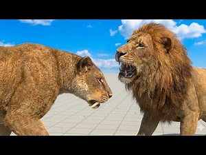 Lion vs Prehistoric Lion | Size Evolution Battle | Animal Revolt Battle Simulator (ARBS)