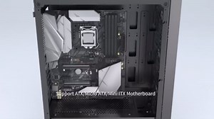 MUSETEX ATX PC Case, 6 PWM ARGB Fans Pre-Installed, Gaming PC Case with Opening Tempered Glass Door, Mid Tower Computer Case, USB 3.0 x 2, Black, G07-S6