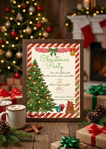 Christmas Party Invitation Template | Holiday Invite | Red Green Xmas Card | Editable Canva Printable Download - Etsy Australia