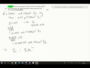 Iodine vs Thiosulphate Titration Calculations Example