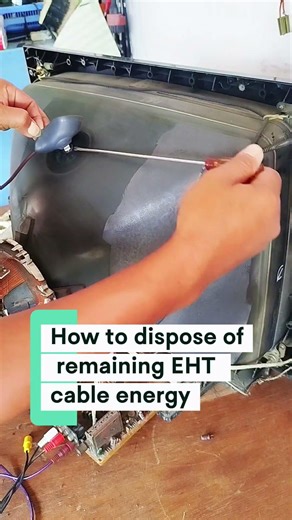 remove the high voltage cable cop EHT#flyback #trasfomer #oldtv #electronicskills