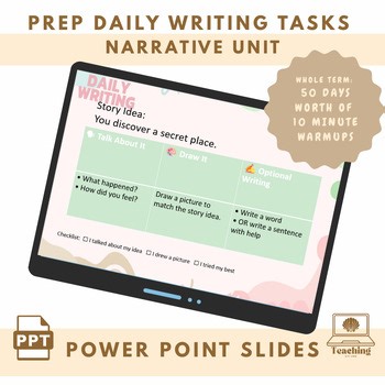 Daily Writing Prompts -10 minute Warmups - Narratives Prep/Early Writers