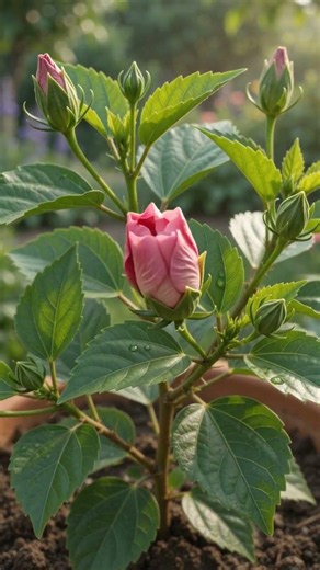 Hibiscus seed growing into plant