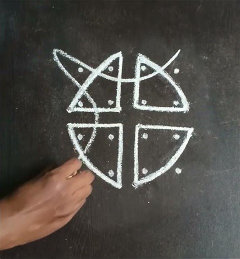Daily kolam |Simple Kambi Kolam| Easy 4 dots Sikku kolam #Muggulu
