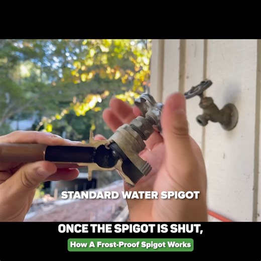 Ever shut off your outdoor spigot and notice water still trickling out? That’s normal—it’s just the water inside the fixture draining. What’s NOT okay is leaving a hose attached. A connected hose traps water in the spigot where it can freeze, expand back into the pipe, and burst inside your wall. In this video I show how a standard hose bib holds water at the exterior vs. a frost-proof spigot that shuts off further inside the house so the exposed tube can drain. Remove hoses when not in use (esp