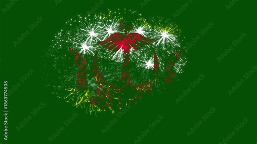 Brunei Flag Fireworks Animation on Green Screen, National Celebration Firework Effect, Brunei National Day, Loopable VFX Background