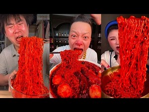 ASMR MUKBANG 🥵 Extreme Spicy Noodles Challenge! Giant Red Noodles | Eating Sound (No Talking)