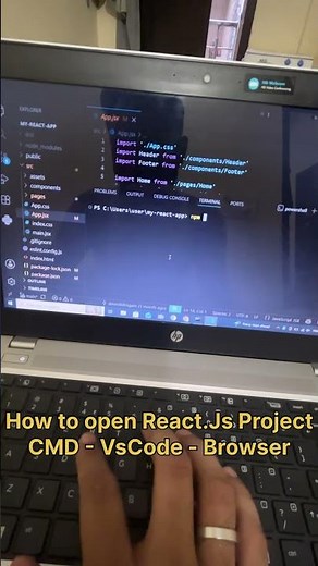 How to Open a React Project in CMD, VS Code & Browser ⚛️ | React JS Tutorial #shorts