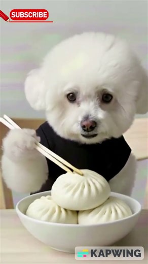 ASMR Challenge: Fluffy Dog Eats Giant Steamed Buns with Chopsticks! 🥢 (Cute & Funny Mukbang)