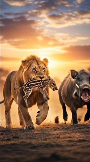 사자의 이빨에서 아기를 구한 엄마 멧돼지의 충격 반격! 🦁⚡🐗