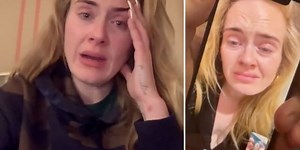 Adele breaks down in tears as she speaks on the phone to her fans in Las Vegas after she announced she has canceled concerts