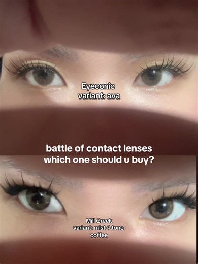 comparison between eyeconic ava and mill creek mist 4 tone coffee contact lens #contactlenses #eyeconic #millcreek #fypage