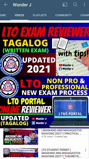 ‼LTO Exam Reviewer 2021 (TAGALOG) | Written & Computerized Exam for NON PRO & PROFESSIONAL Driver's License For complete videos: ➡️LTO EXAM REVIEWER FOR DRIVER'S LICENSE (Written Exam) : https://youtu.be/Rv_chSGD4PU ➡️LTO EXAM REVIEWER FOR DRIVER'S LICENSE ( Computerized Exam) : https://youtu.be/g06O9zrqqYo SUBSCRIBE to my YouTube Channel👇 https://www.youtube.com.ph/c/wanderj https://www.youtube.com.ph/c/wanderj https://www.youtube.com.ph/c/wanderj | Wander J