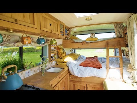 FAMILY VAN TOUR: Removable Bunk Bed System & Beach Style | MWB Van Conversion