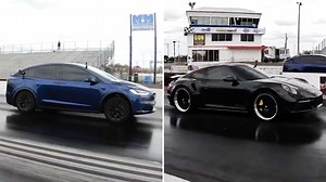 Watch as Porsche 911 battles electric Tesla Model X in a drag race