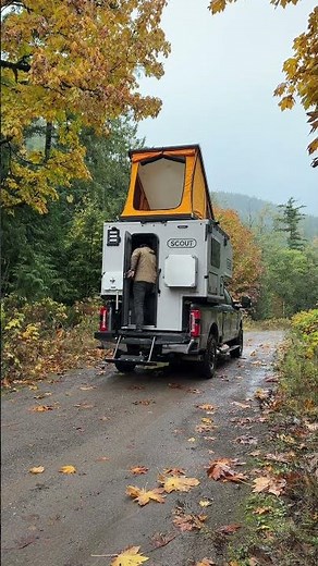 A little rain never stopped a good camp set-up 🌧️ Scout Olympic Truck Camper ft. GFC RTT