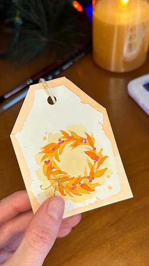 4K views · 318 reactions | simple yet elegant gift tag tutorial  pull out your watercolors and give these easy tags a try! 2/3 look for the other tutorials to make a full set! colors used: daler rowney watercolors: cadmium red cadmium orange cadmium yellow #christmaswatercolor #watercolortutorial #gifttags | Rachel Wiggins | Facebook