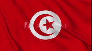 Tunisia flag is waving 3D animation. Tunisia flag waving in the wind. National flag of Tunisia. flag seamless loop animation. high quality 4K resolution