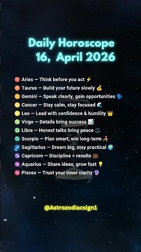 🌟 April 16, 2026 Horoscope for All 12 Zodiac Signs 🔮Bold Moves, Balance & Intuition! #zodiacsigns