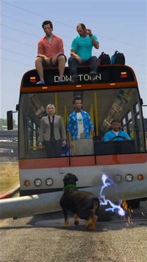 Franklin Bus In Danger 😱😰 | Dog And Monkey save Him #gta