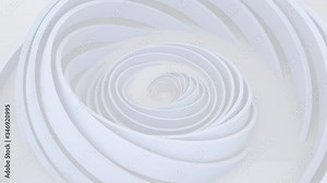 White light background, architectural futuristic construction, 3d motion design, rotating circles, looping animated 4K wallpaper, abstract geometric pattern, spiral animation, helix shapes