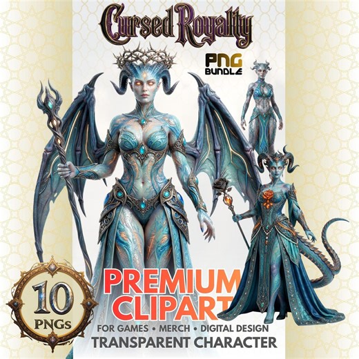 Cursed Royalty: 10 Dark Fantasy Character PNG Bundle, Transparent Backgrounds - Etsy