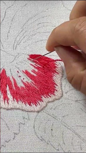 Long and short stitches - embroidery videos for beginners - how to embroidery petal flower