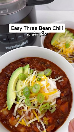 Easy Three Bean Chili Recipe for National Soup Month