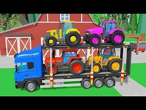 Dump Truck and mini Excavator - 60 Minutes of Farm Animation Full of Surprises - Traktory dla Dzieci