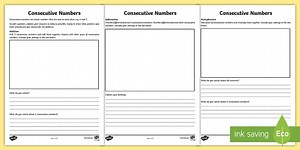 Consecutive Numbers Maths Investigation Worksheet