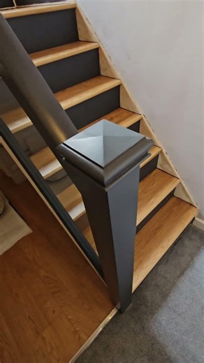 Solid oak stairs with embedded glass — clean, modern, built to last.#oakstairs #staircasebalustrades