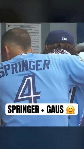 All love between Kevin Gausman and George Springer 💙 #MLB #Toronto #BlueJays