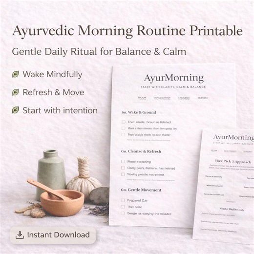 Ayurvedic Morning Routine Checklist | Wellness Planner PDF Printable Download - Etsy