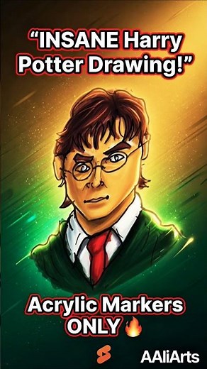 Harry Potter Drawing with Acrylic Markers ⚡🎨 #shorts #harrypotter