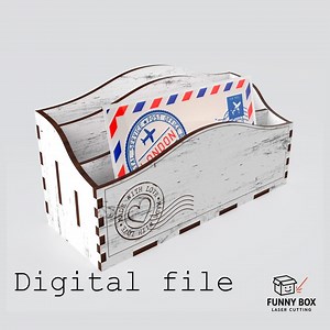 Retro-style Letter Box With 3 Compartments – Digital Laser Cut File (6mm Material) - Envelope Storage Bin - Office Desk Organizer - Etsy