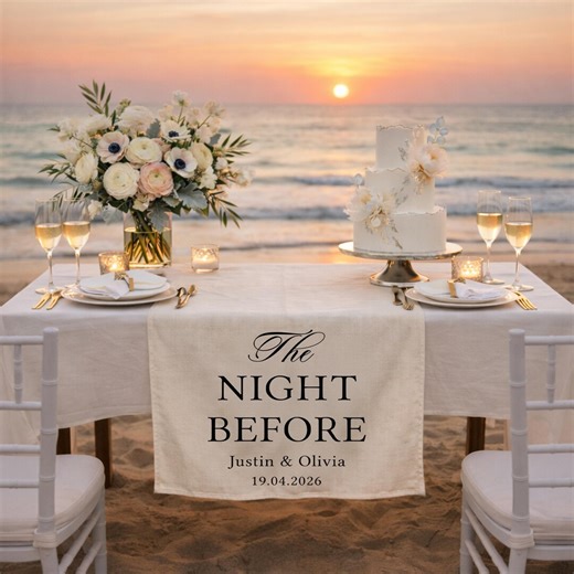 Personalized Rehearsal Dinner Table Runner, the Night Before Sign, Custom Names Date, Wedding Welcome Decor, Head Table Linen Banner - Etsy