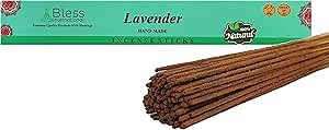 Bless-Lavender 100%-Natural-Handmade-Hand-Dipped-Incense-Sticks Organic-Chemicals-Charcoal-Free Purification-Relaxation-Positivity-Yoga-Meditation Best-Woods-Scent (25 Sticks (1.4 OZ))