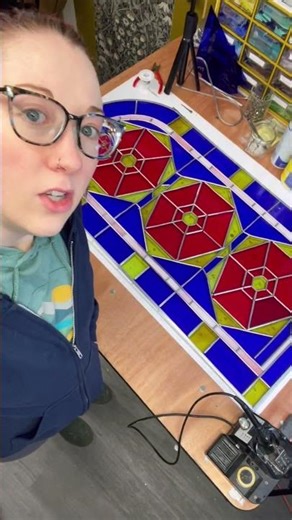 Finishing a leaded panel #stainedglassart #leadedglass #processvideo