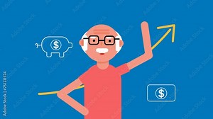 Animated video depicting retirement and saving