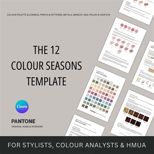 TEMPLATE, All 12 Color Seasons, Sub-seasons, Tool for Stylists, Image Consultants, & Colour Analysts, Client Handout, Customisable in Canva - Etsy