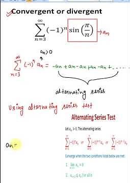 series (-1)^nsin(pi/n),convergent or divergent,alternating series test#shorts