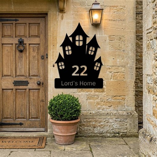 Custom Haunted House Address Sign, Halloween Gothic Decor, Spooky Housewarming Gift - Etsy