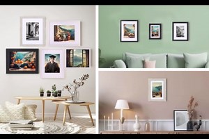 12X12in Photo Frames Set of 7,Display Pictures 8x8in with Mat or 12x12in Without Mat,Picture Frame with Black Wood Grain for Wall Mounting or Table Top Display