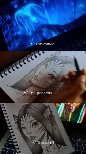 how to draw Avatar Na’vi...Avatar Na'vi sketch process.💙