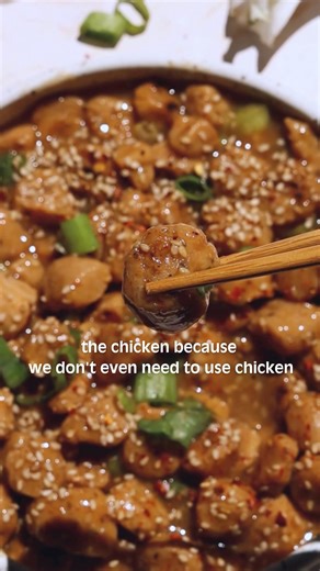 Vegan sesame chicken! Made with soy chunks