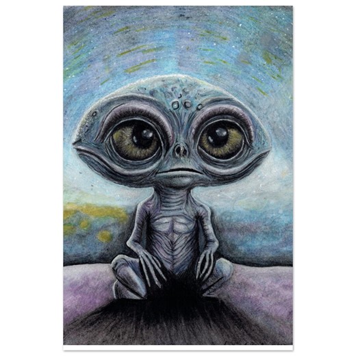 Original Alien Meditation Mixed Media Art Print by CAL - Etsy