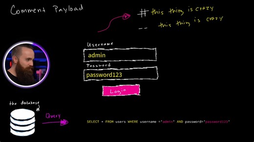 Did you know a simple comment can turn a login field into a successful SQL Injection hack?👀 #SQLInjection #Hacking | NetworkChuck