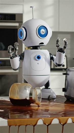“A robot tries to make coffee but spills it everywhere #robtherobot #robodoc #rescuebots #rescuebot